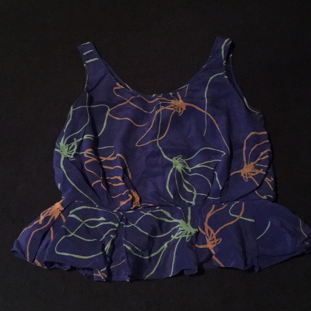Royal blue peplum polyester shirt